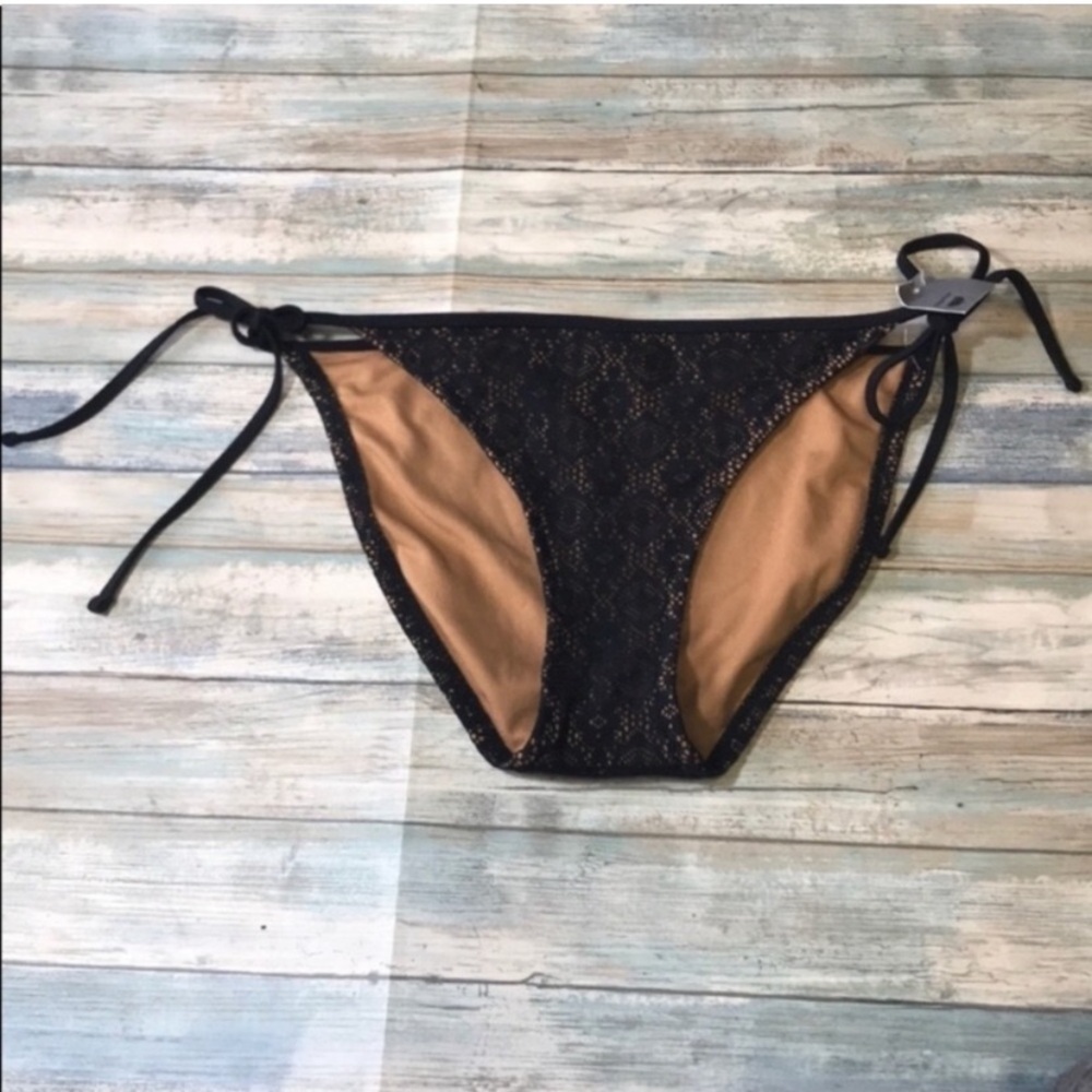 Mossimo Black Lace Bikini Bottoms Medium Tie Side Swim
